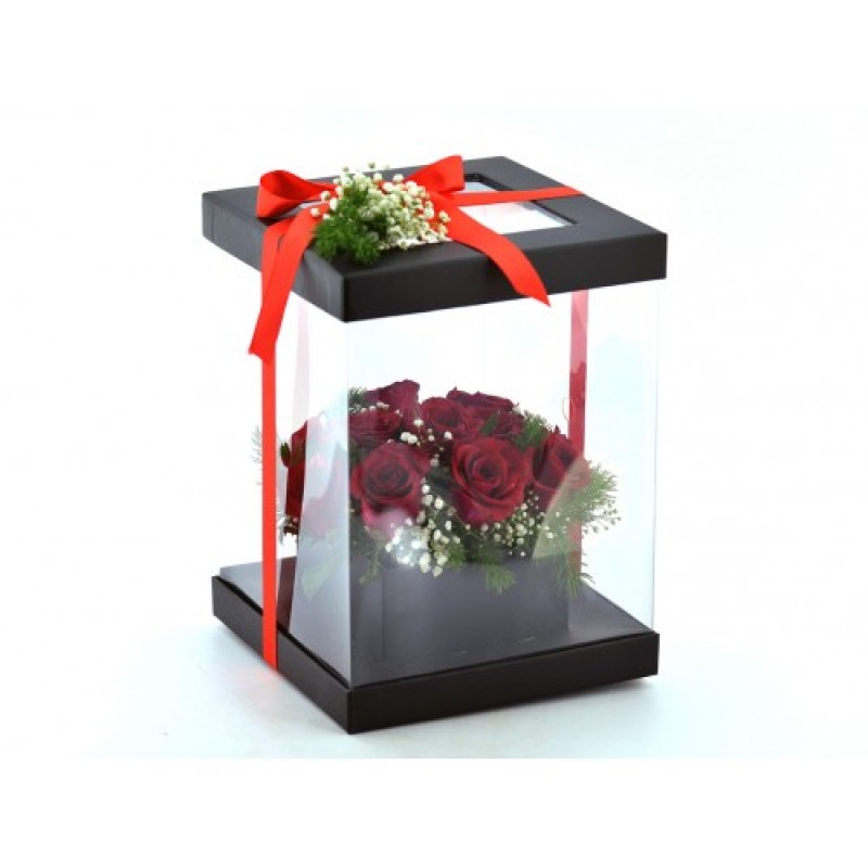 Şeffaf Kutuda Güller 9 adet